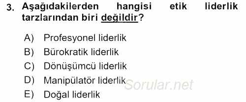 İşletmelerde Sosyal Sorumluluk Ve Etik 2017 - 2018 3 Ders Sınavı 3.Soru