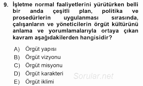 İşletmelerde Sosyal Sorumluluk Ve Etik 2017 - 2018 3 Ders Sınavı 9.Soru