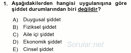 Aile Sağlığı 2016 - 2017 3 Ders Sınavı 1.Soru