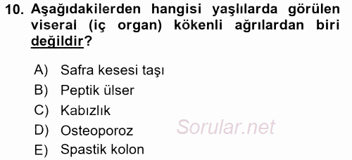 Aile Sağlığı 2016 - 2017 3 Ders Sınavı 10.Soru