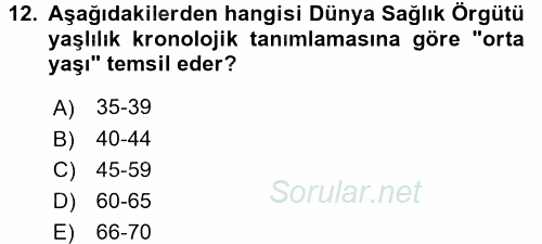 Aile Sağlığı 2016 - 2017 3 Ders Sınavı 12.Soru