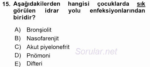 Aile Sağlığı 2016 - 2017 3 Ders Sınavı 15.Soru