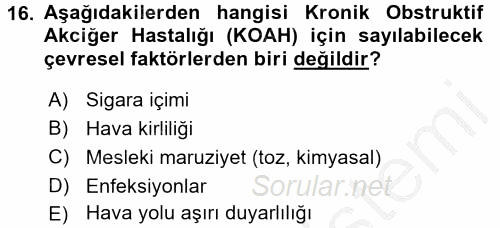 Aile Sağlığı 2016 - 2017 3 Ders Sınavı 16.Soru
