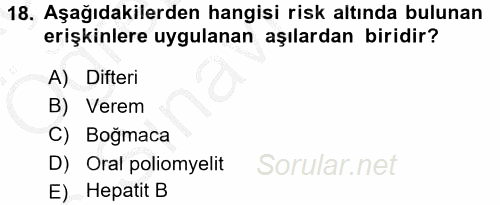 Aile Sağlığı 2016 - 2017 3 Ders Sınavı 18.Soru