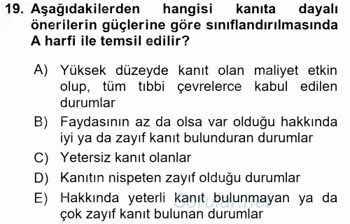 Aile Sağlığı 2016 - 2017 3 Ders Sınavı 19.Soru