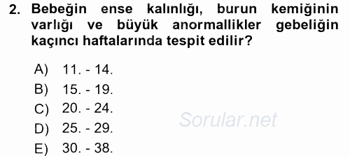 Aile Sağlığı 2016 - 2017 3 Ders Sınavı 2.Soru