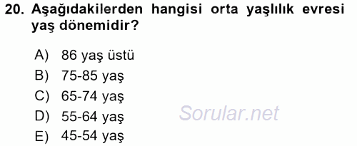 Aile Sağlığı 2016 - 2017 3 Ders Sınavı 20.Soru