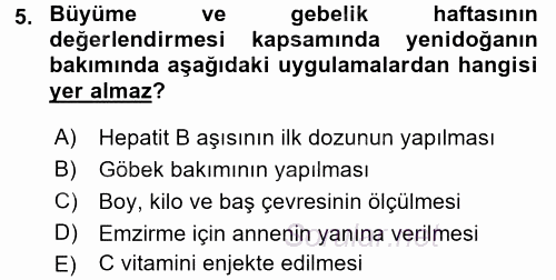 Aile Sağlığı 2016 - 2017 3 Ders Sınavı 5.Soru