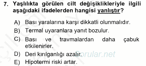 Aile Sağlığı 2016 - 2017 3 Ders Sınavı 7.Soru