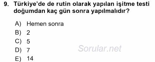 Aile Sağlığı 2016 - 2017 3 Ders Sınavı 9.Soru