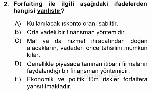 Finansal Yönetim 2 2015 - 2016 Ara Sınavı 2.Soru