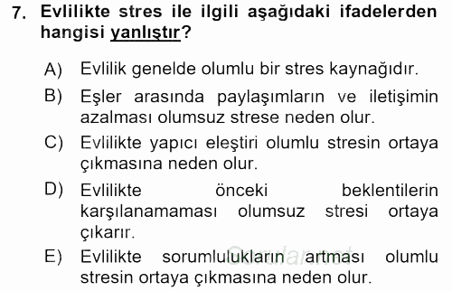 Çatışma ve Stres Yönetimi 2 2017 - 2018 Ara Sınavı 7.Soru