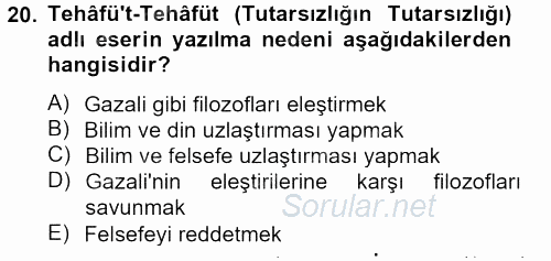 İslam Tarihi ve Medeniyeti 2 2012 - 2013 Dönem Sonu Sınavı 20.Soru