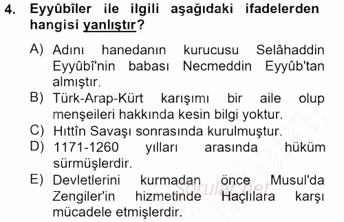 İslam Tarihi ve Medeniyeti 2 2012 - 2013 Dönem Sonu Sınavı 4.Soru
