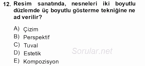 Güzel Sanatlar 2014 - 2015 Ara Sınavı 12.Soru