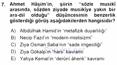 Cumhuriyet Dönemi Türk Şiiri 2015 - 2016 Ara Sınavı 7.Soru