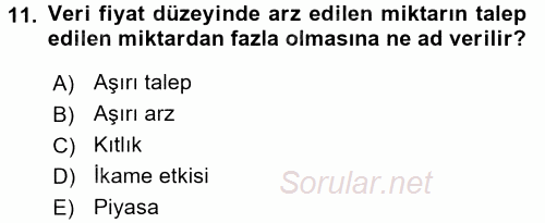 İktisada Giriş 1 2017 - 2018 Ara Sınavı 11.Soru