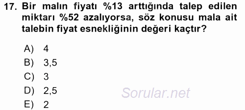 İktisada Giriş 1 2017 - 2018 Ara Sınavı 17.Soru