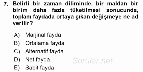 İktisada Giriş 1 2017 - 2018 Ara Sınavı 7.Soru