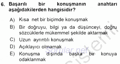 Bireyler Arası İletişim 2015 - 2016 Dönem Sonu Sınavı 6.Soru