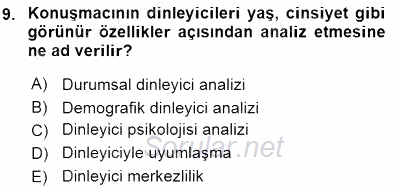 Bireyler Arası İletişim 2015 - 2016 Dönem Sonu Sınavı 9.Soru