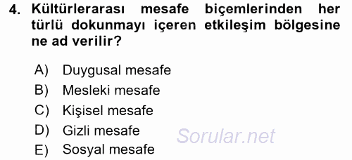 Kültürlerarası İletişim 2017 - 2018 3 Ders Sınavı 4.Soru