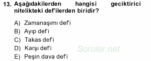 Medeni Hukuk 2 2013 - 2014 Ara Sınavı 13.Soru