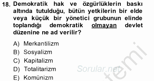 Kamu Yönetimi 2014 - 2015 Ara Sınavı 18.Soru