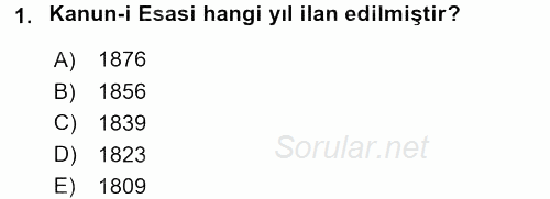 Türk Anayasa Hukuku 2016 - 2017 3 Ders Sınavı 1.Soru