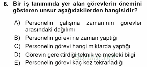 Ücret ve Ödül Yönetimi 2017 - 2018 Ara Sınavı 6.Soru