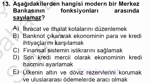 Para Politikası 2012 - 2013 Ara Sınavı 13.Soru