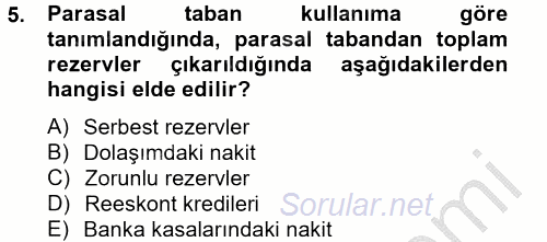 Para Politikası 2012 - 2013 Ara Sınavı 5.Soru