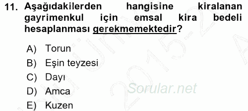 Özel Vergi Hukuku 1 2015 - 2016 Ara Sınavı 11.Soru