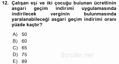 Özel Vergi Hukuku 1 2015 - 2016 Ara Sınavı 12.Soru