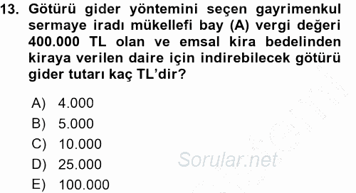 Özel Vergi Hukuku 1 2015 - 2016 Ara Sınavı 13.Soru
