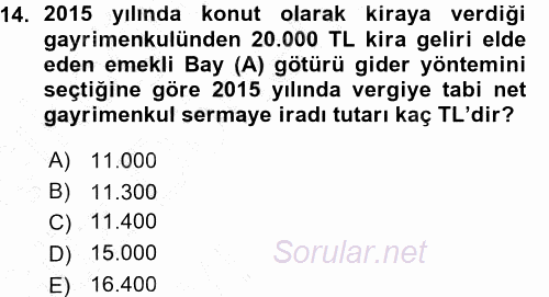 Özel Vergi Hukuku 1 2015 - 2016 Ara Sınavı 14.Soru