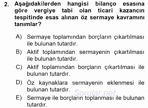 Özel Vergi Hukuku 1 2015 - 2016 Ara Sınavı 2.Soru