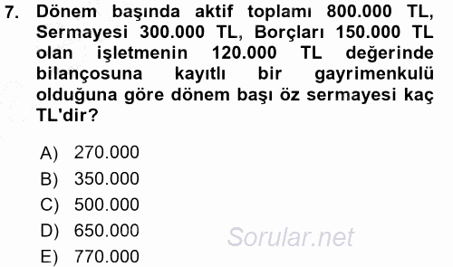 Özel Vergi Hukuku 1 2015 - 2016 Ara Sınavı 7.Soru