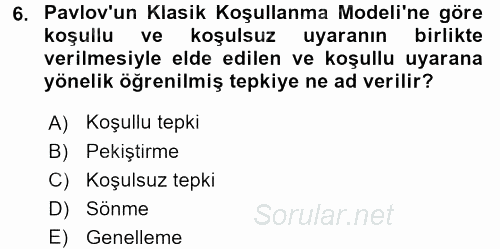 Davranış Bilimleri 2 2016 - 2017 Dönem Sonu Sınavı 6.Soru