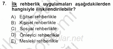 Rehberlik 2014 - 2015 Ara Sınavı 7.Soru