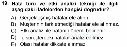 Hizmet Tasarımı 2014 - 2015 Tek Ders Sınavı 19.Soru