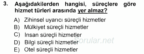 Hizmet Tasarımı 2014 - 2015 Tek Ders Sınavı 3.Soru