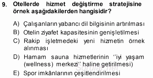 Hizmet Tasarımı 2014 - 2015 Tek Ders Sınavı 9.Soru