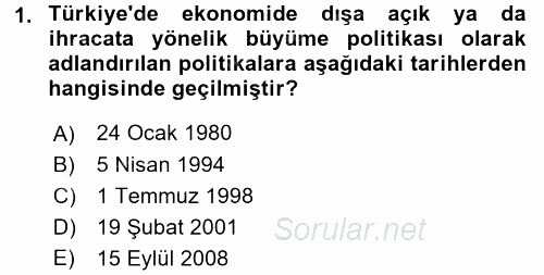 Maliye Politikası 2 2017 - 2018 Dönem Sonu Sınavı 1.Soru