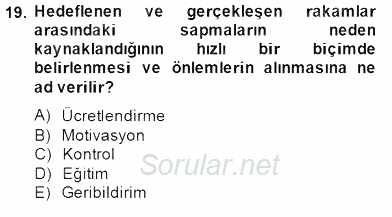 Satış Yönetimi 2014 - 2015 Dönem Sonu Sınavı 19.Soru