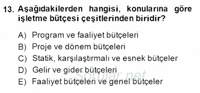 Konaklama İşletmelerinde Muhasebe Uygulamaları 2014 - 2015 Dönem Sonu Sınavı 13.Soru