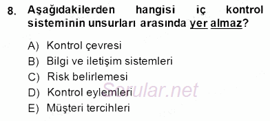 Konaklama İşletmelerinde Muhasebe Uygulamaları 2014 - 2015 Dönem Sonu Sınavı 8.Soru