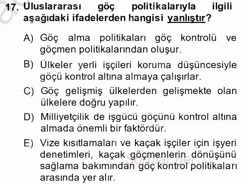 Sosyal Politika 2 2014 - 2015 Ara Sınavı 17.Soru