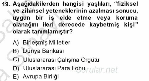 Sosyal Politika 2 2014 - 2015 Ara Sınavı 19.Soru