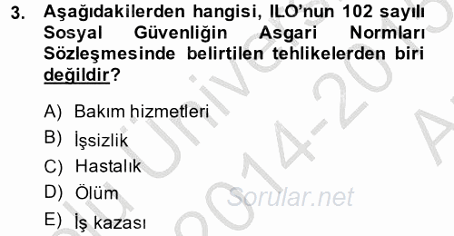 Sosyal Politika 2 2014 - 2015 Ara Sınavı 3.Soru